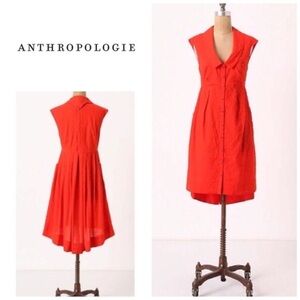 Anthropologie Postmark Four Corners Dress 8 | Red Peter Pan Collar Mod Pockets